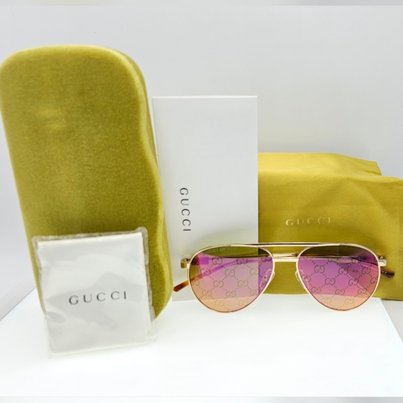 GUCCI AVIATOR GG LOGO GG1679S GOLD UNISEX - Picture 9 of 15